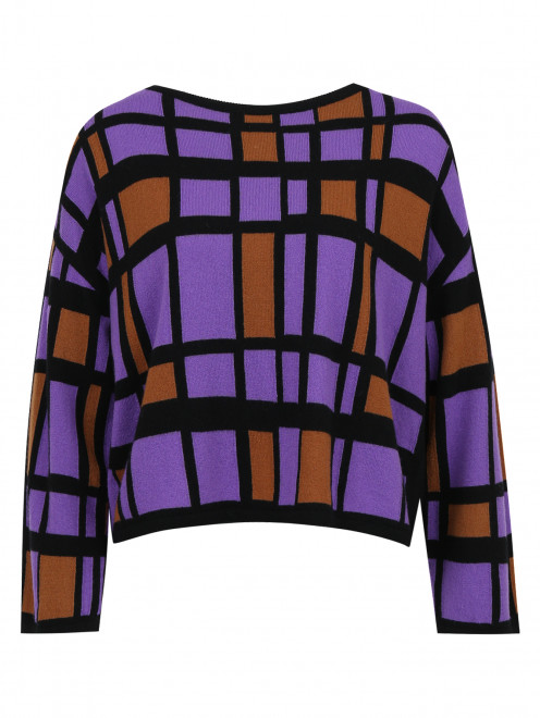 Укороченный свитер из шерсти и кашемира с узором - Общий вид