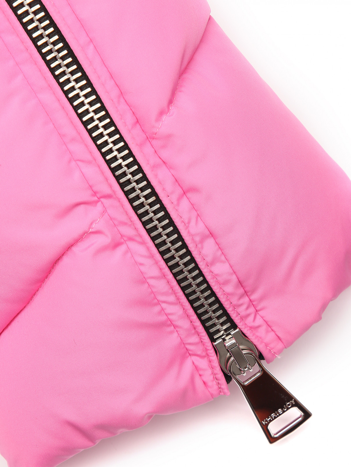 Стеганый пуховик на молнии с капюшоном Khrisjoy  –  Деталь1  – Цвет:  Розовый