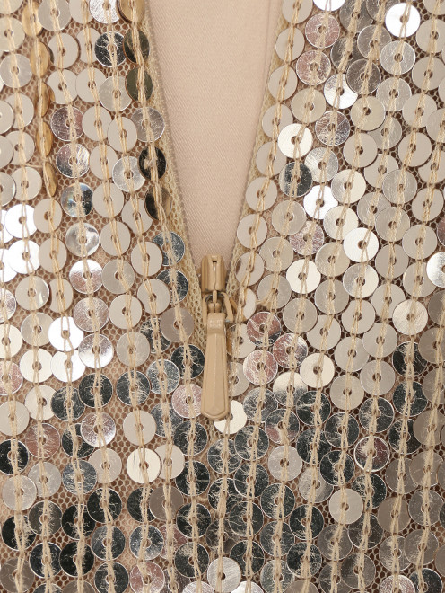 Платье в пайетках, декорированное бисером и кристаллами - Деталь