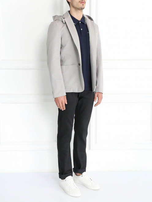 Пиджак однобортный из хлопка с капюшоном Jil Sander - Модель Общий вид
