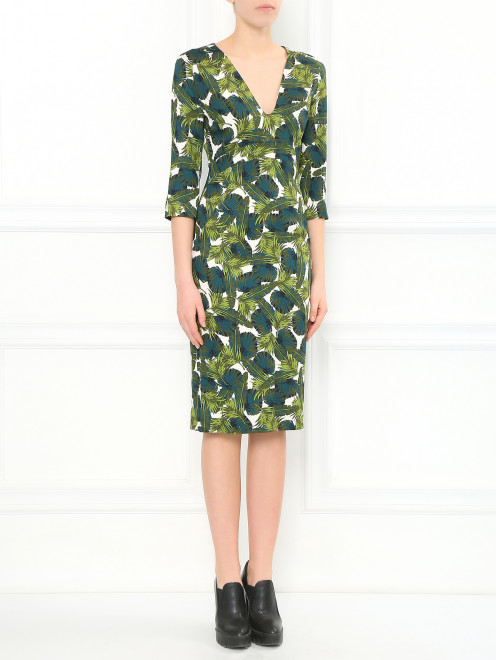 Платье-миди с растительным узором  Antonio Berardi - Модель Общий вид