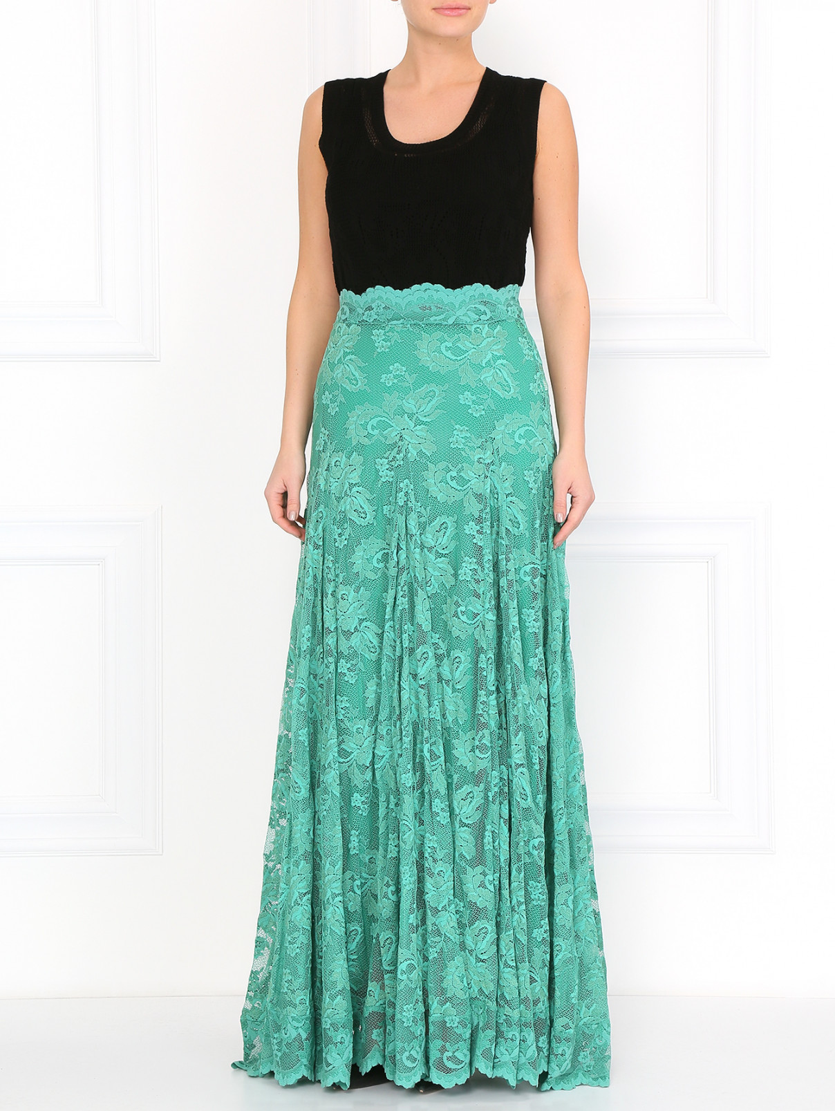 Кружевная юбка-макси Olvi's  –  Модель Общий вид  – Цвет:  Зеленый