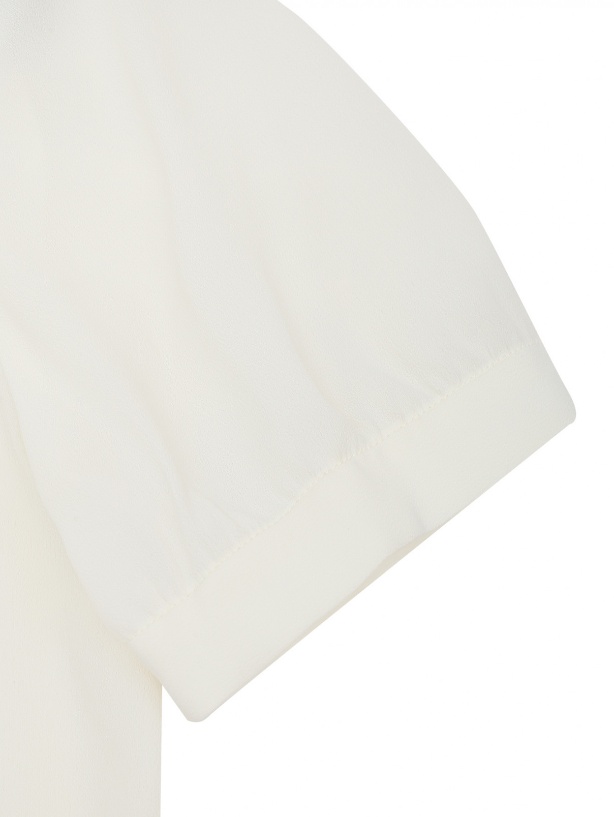 Блуза из смешанного шелка с короткими рукавами Luisa Spagnoli  –  Деталь1  – Цвет:  Белый