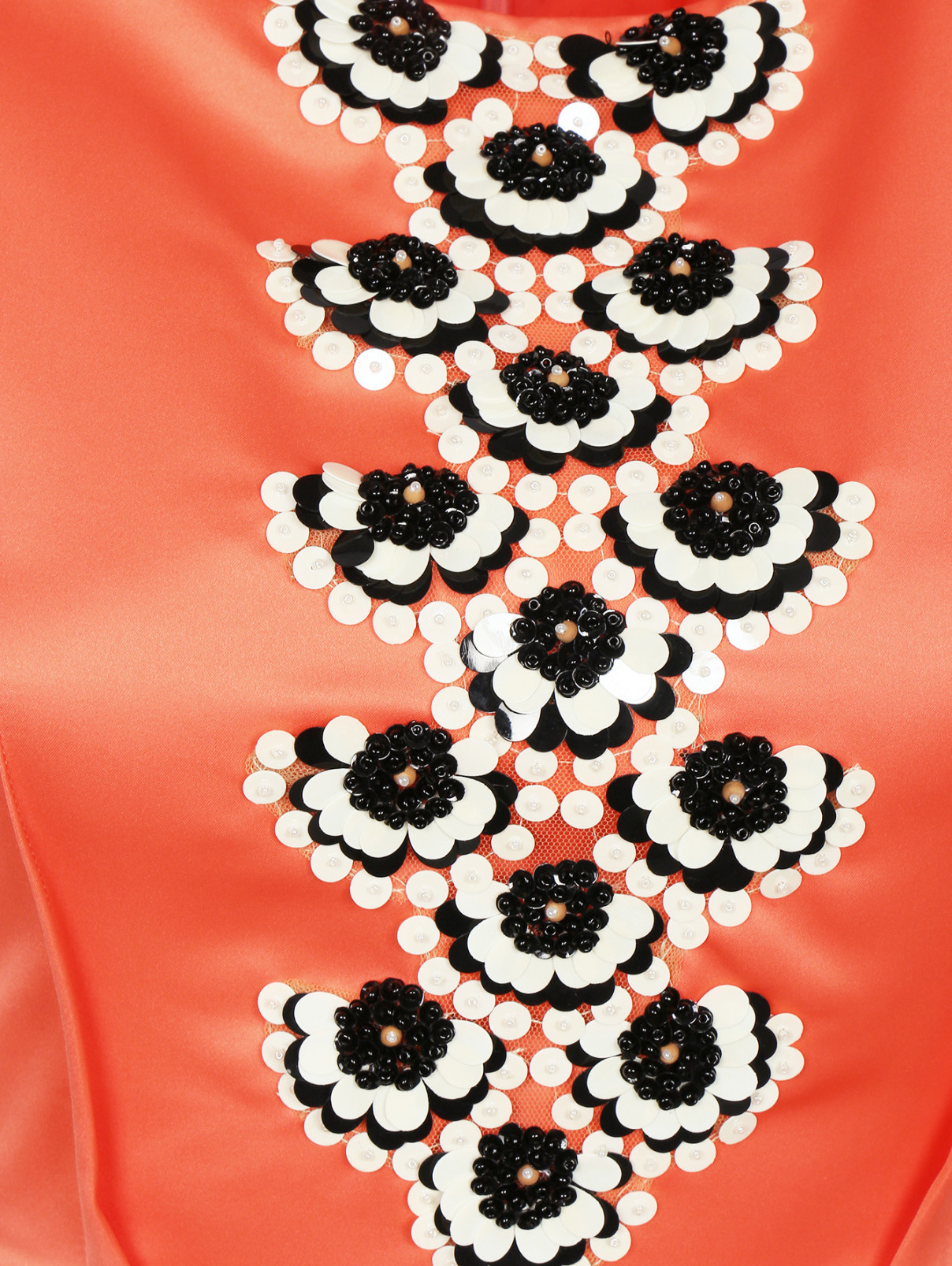 Платье-мини, декорированное бисером и пайетками Pianoforte  –  Деталь  – Цвет:  Оранжевый