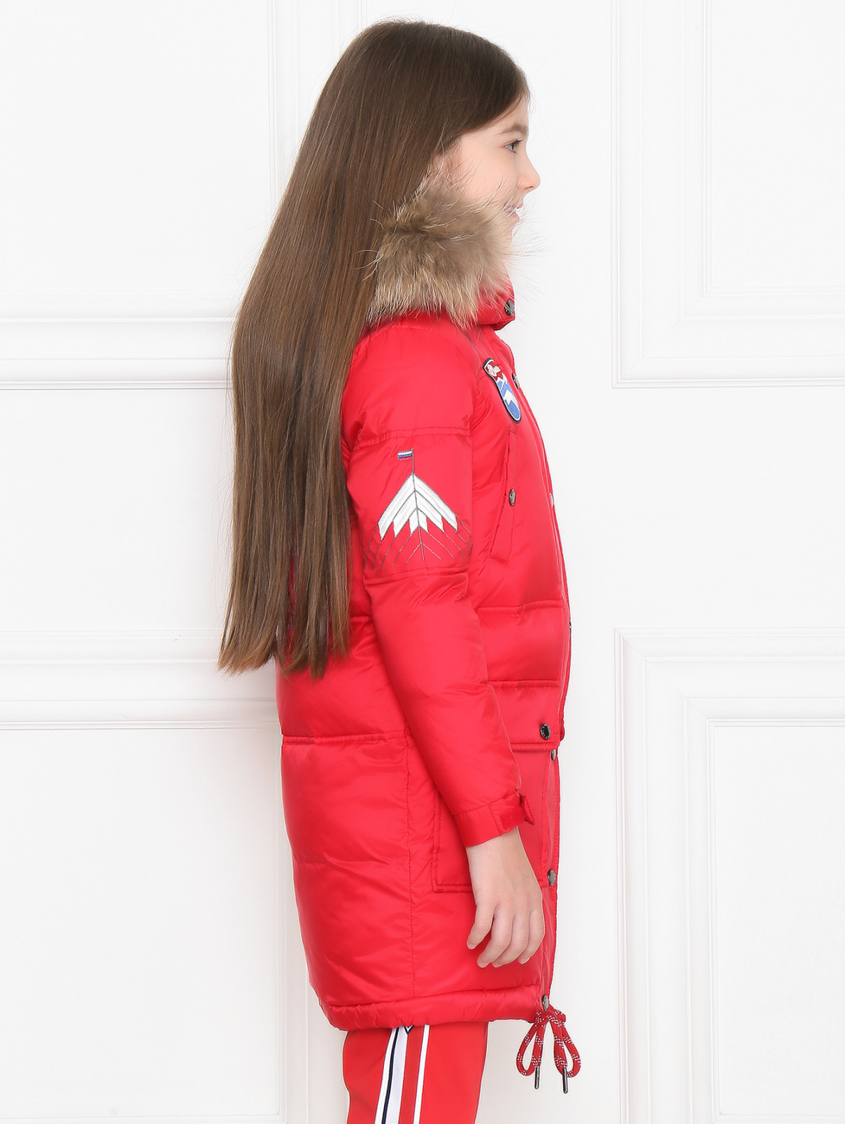 Пуховое пальто с капюшоном на молнии BOSCO  –  МодельВерхНиз2  – Цвет:  Красный