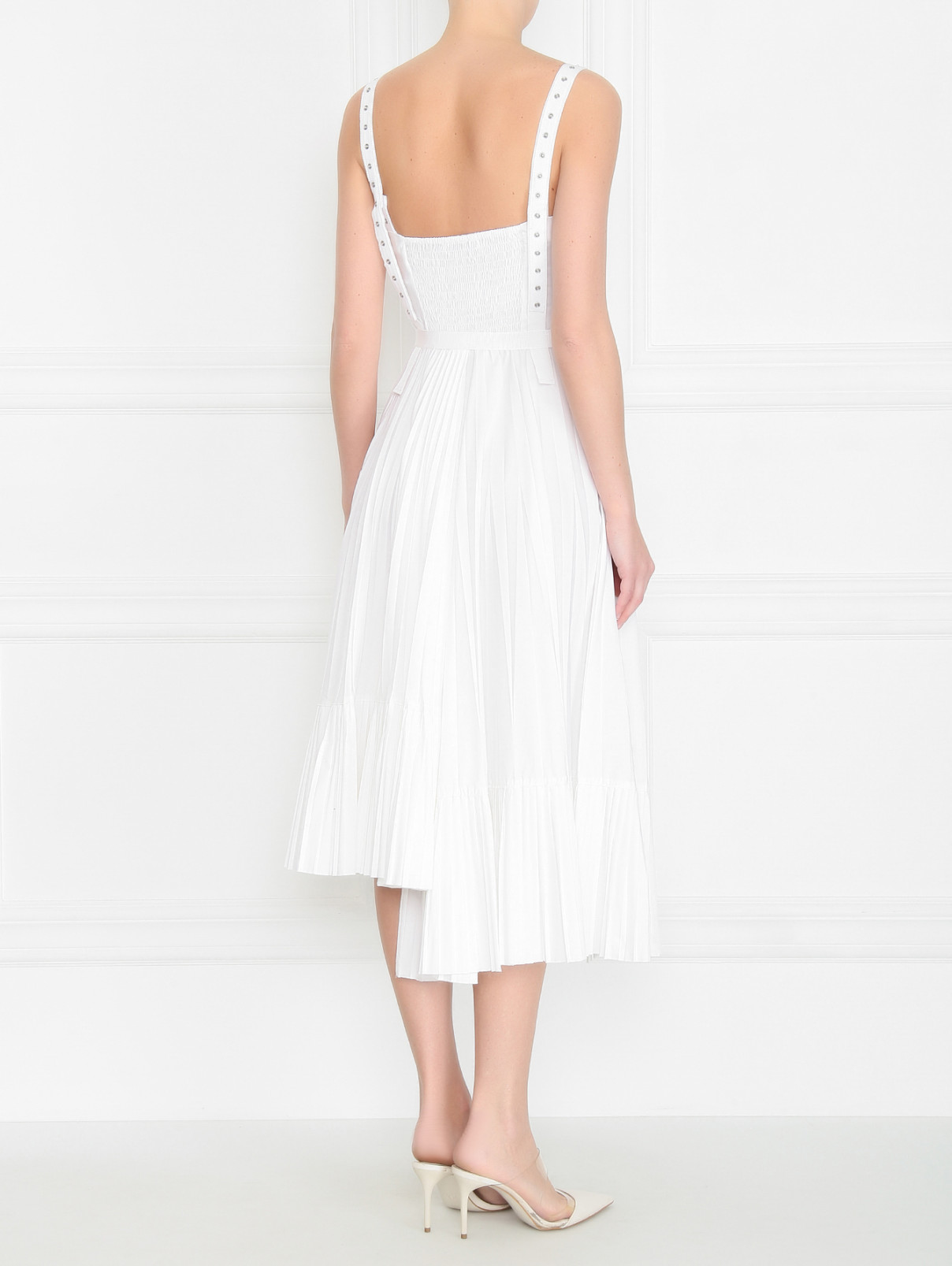 Платье из хлопка с юбкой плиссе Beatrice .b  –  МодельВерхНиз1  – Цвет:  Белый