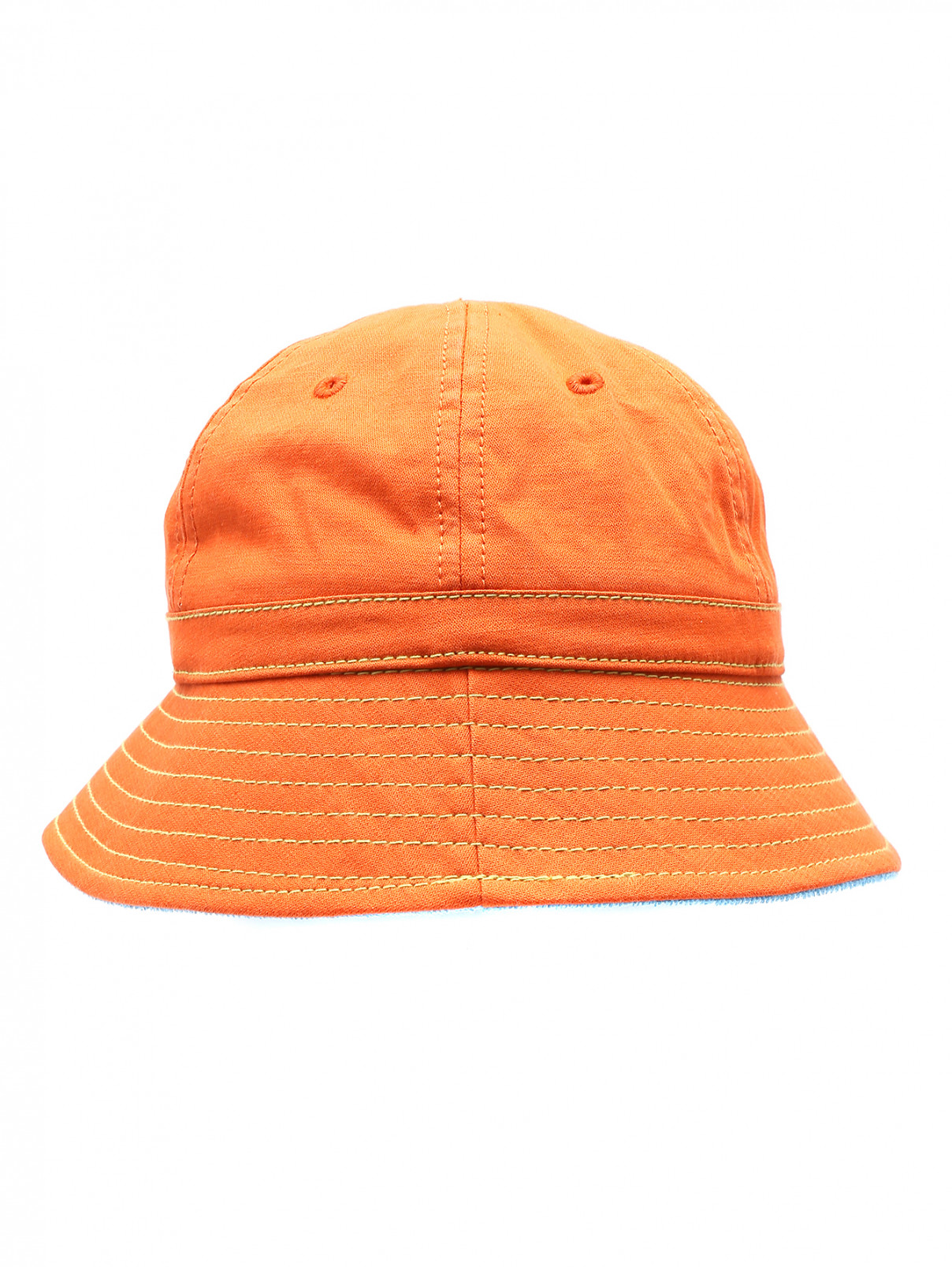 Панама из хлопка и льна с вышивкой Stetson  –  Обтравка2  – Цвет:  Оранжевый
