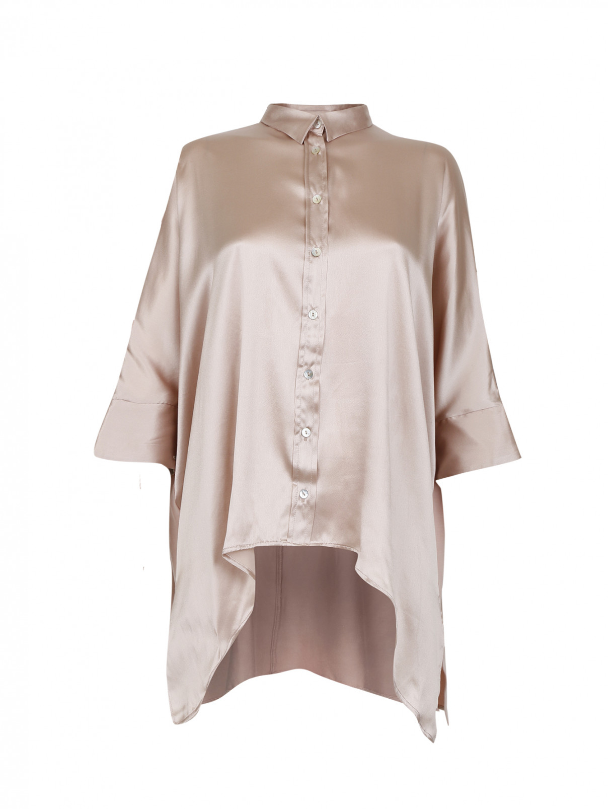 Шелковая рубашка свободного фасона Valery Prestige  –  Общий вид  – Цвет:  Розовый