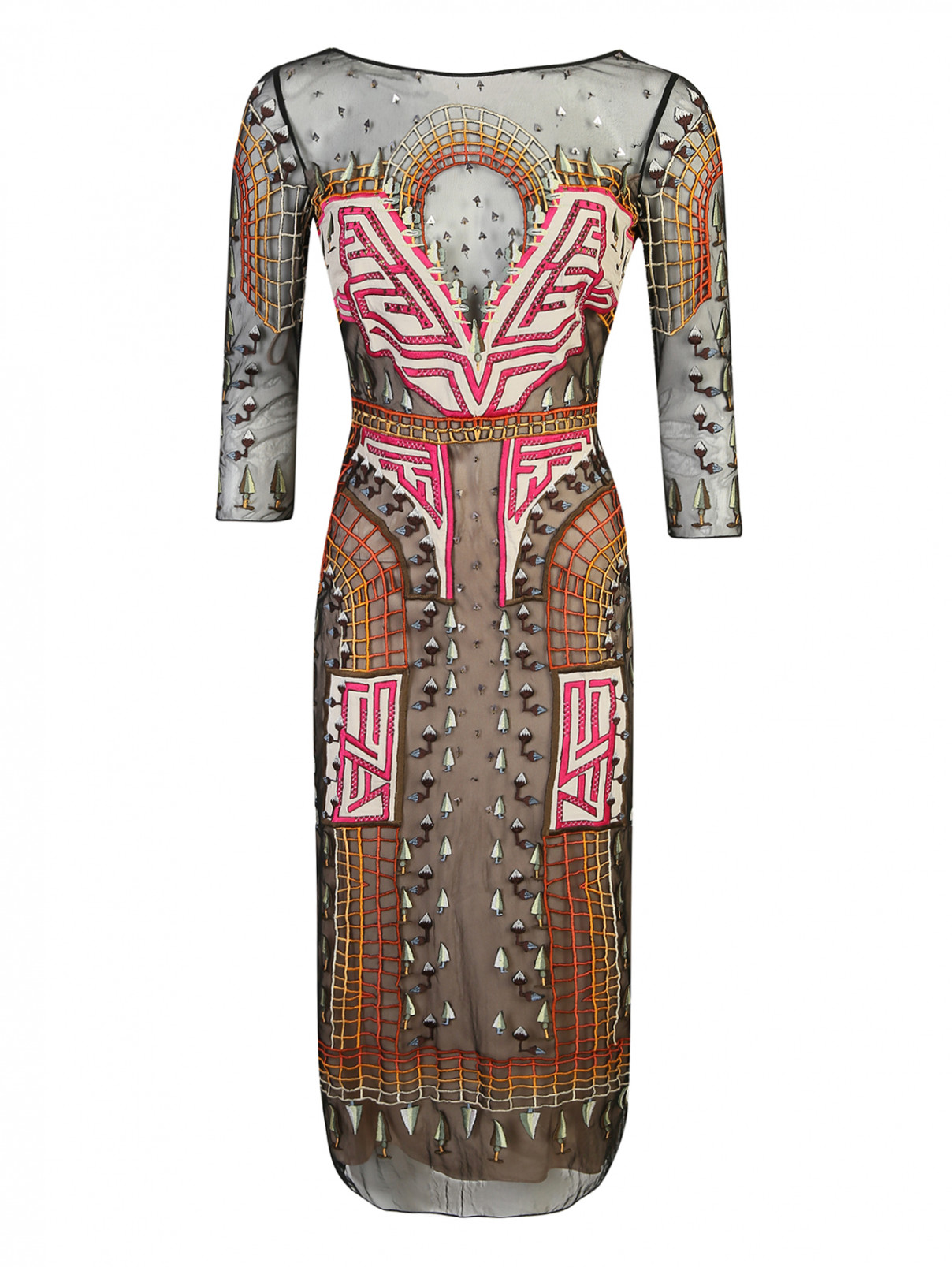 Платье из сетки с вышивкой Temperley London  –  Общий вид  – Цвет:  Черный