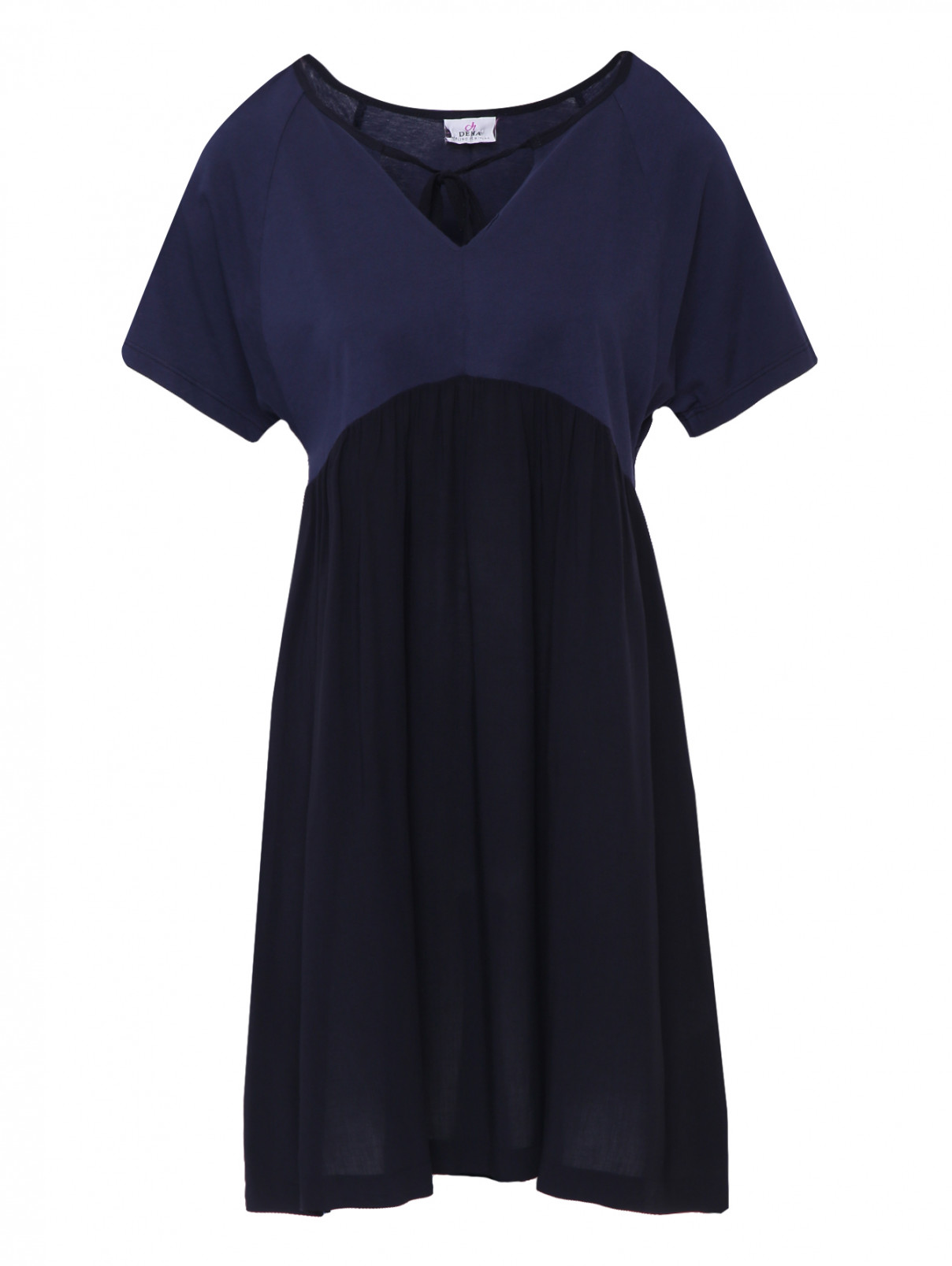 Платье из трикотажа с коротким рукавом DEHA  –  Общий вид  – Цвет:  Синий