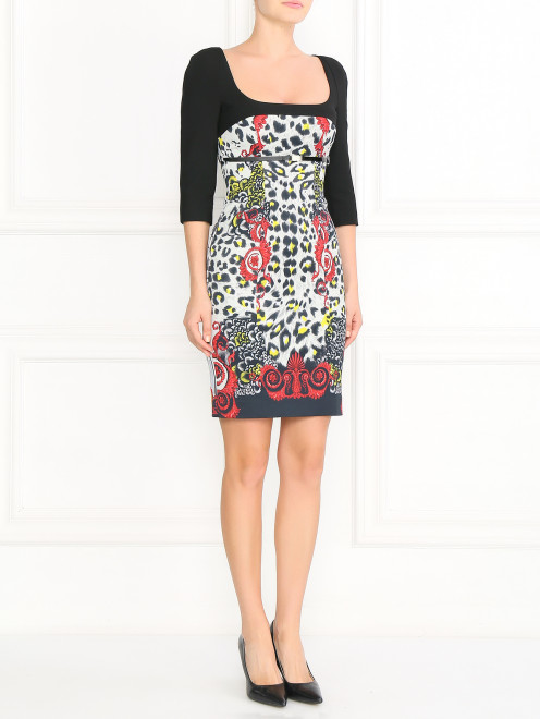 Платье-футляр с рукавами 3/4 и узором Versace Collection - Модель Общий вид