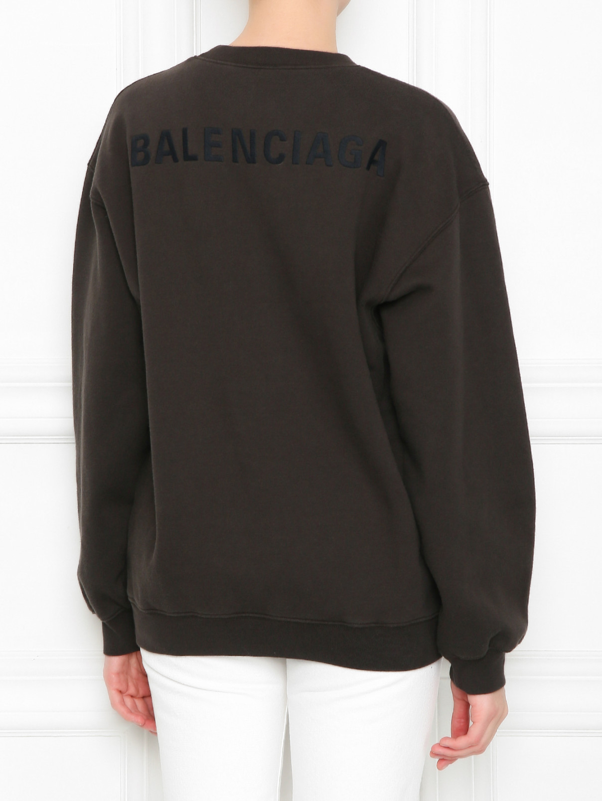 Свитшот из хлопка с логотипом Balenciaga  –  МодельВерхНиз1  – Цвет:  Зеленый