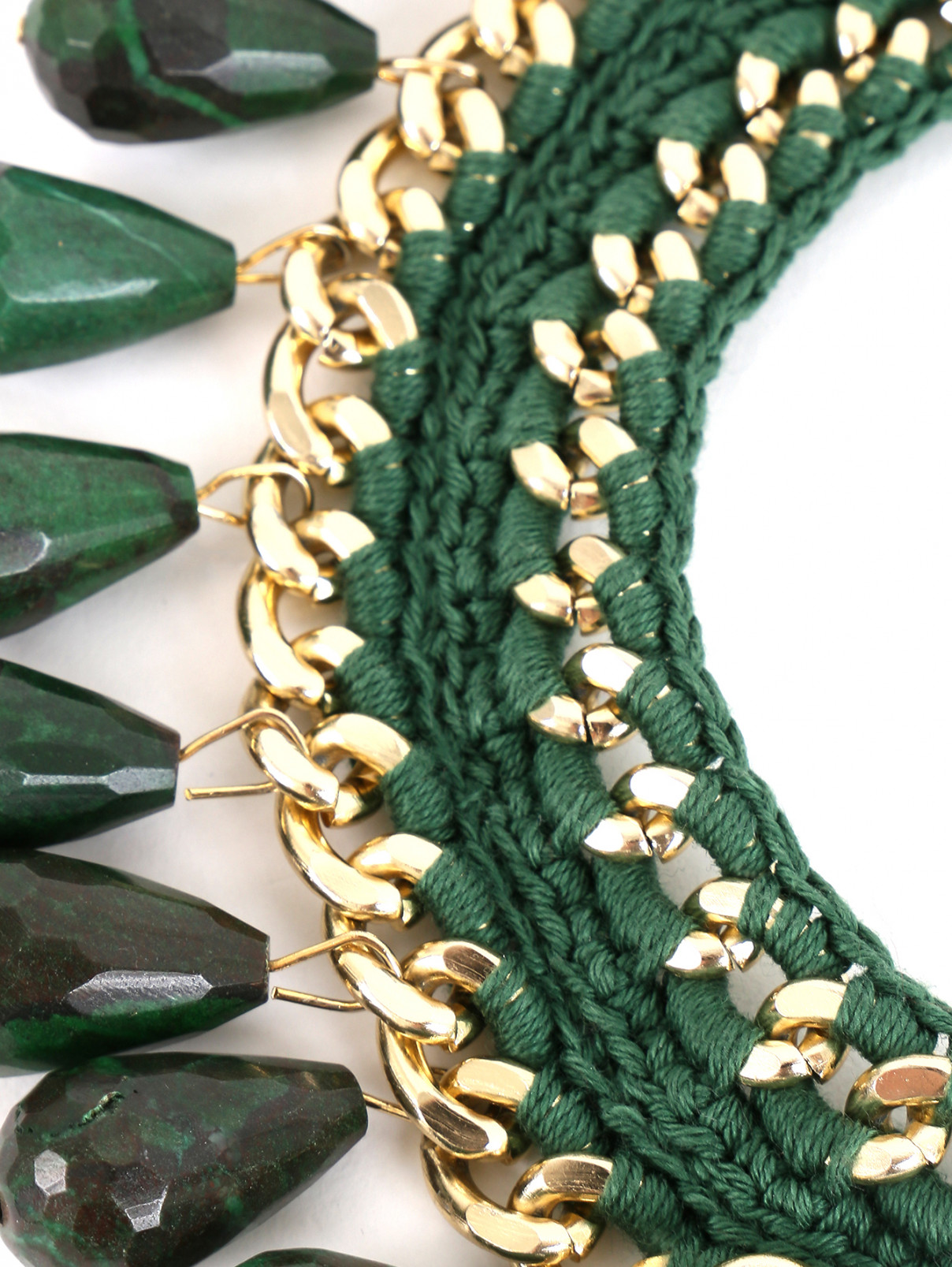 Колье из текстиля, камней и металла Inga Kazumyan  –  Деталь  – Цвет:  Зеленый