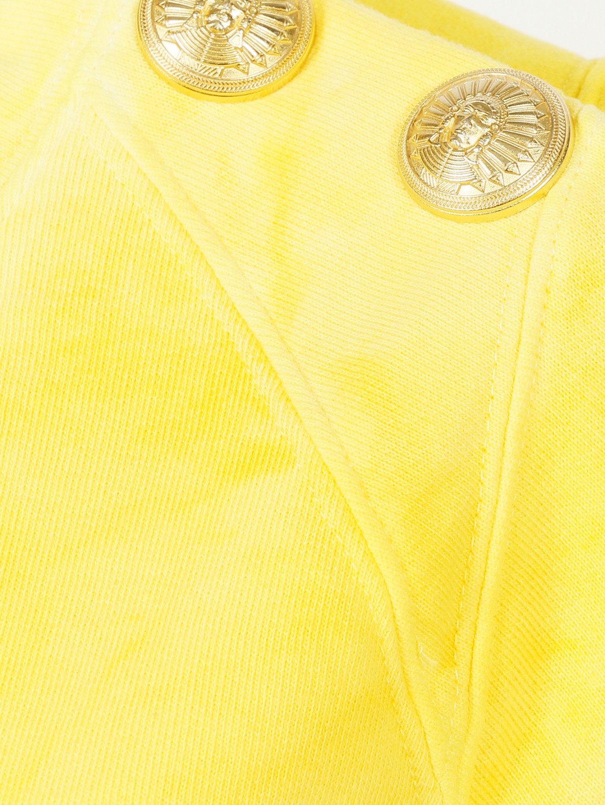 Футболка с вышивкой BALMAIN  –  Деталь  – Цвет:  Желтый
