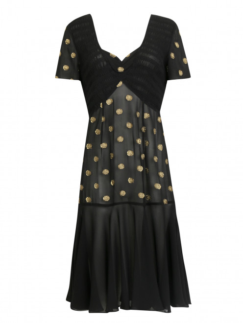 Платье из шелка с короткими рукавами  - Общий вид