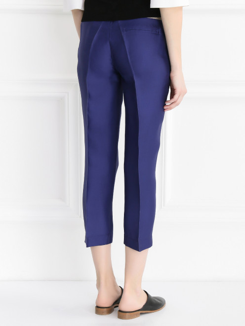 Укороченные брюки  из шелка с контрастным поясом  - Модель Верх-Низ1