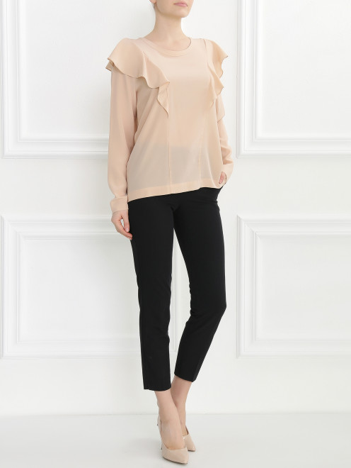Блуза из шелка с декоративной отделкой - Общий вид