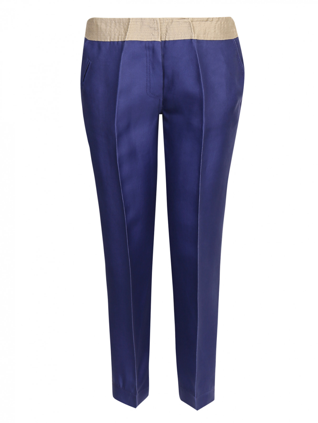 Укороченные брюки  из шелка с контрастным поясом Maurizio Pecoraro  –  Общий вид  – Цвет:  Фиолетовый