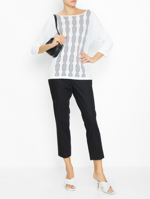 Блуза из хлопка из комбинированной ткани Elena Miro - МодельОбщийВид