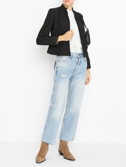 Широкие джинсы из хлопка с карманами  Anine Bing - МодельОбщийВид