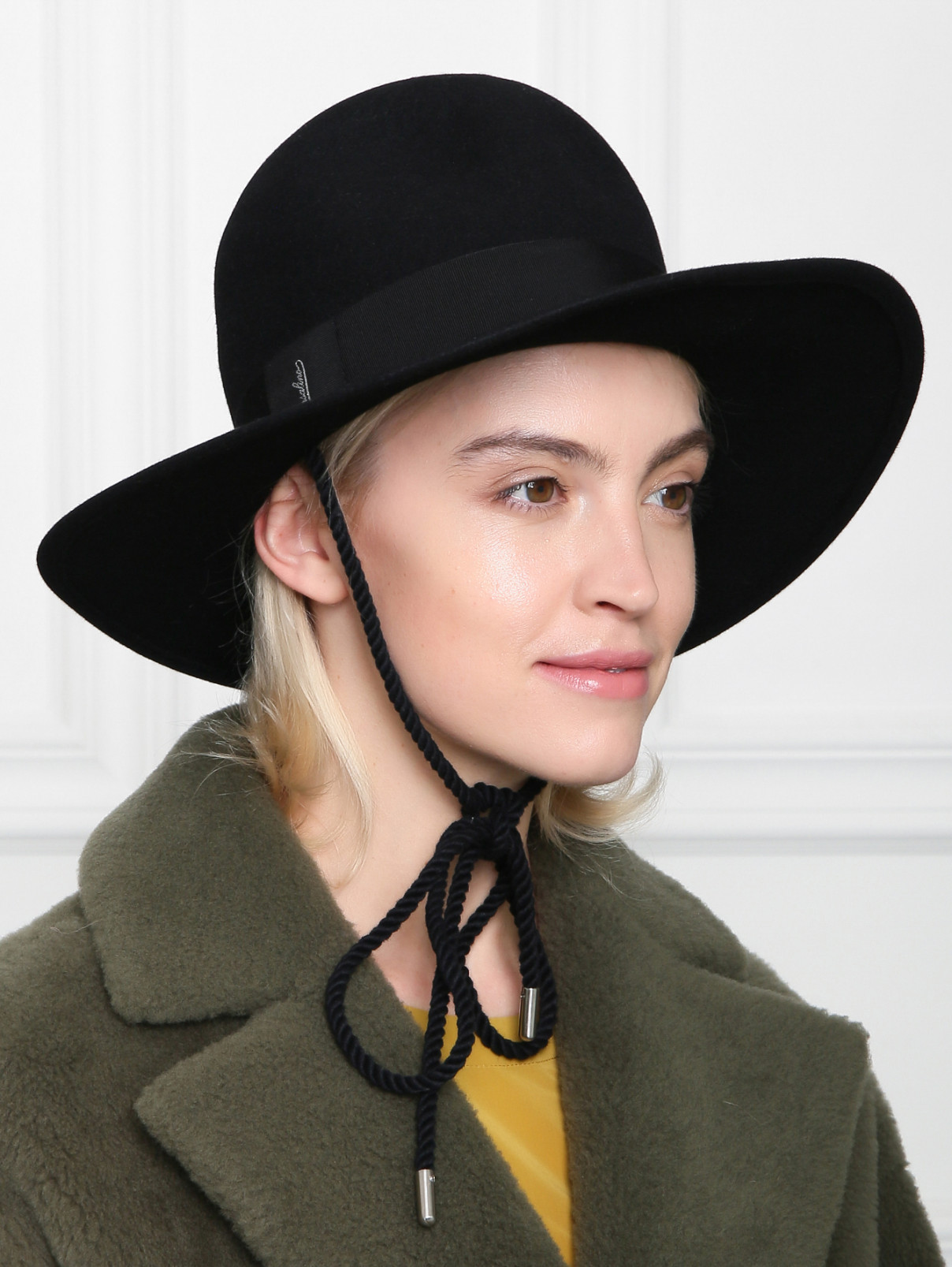 Шляпа фетровая с шнурком Borsalino  –  МодельОбщийВид  – Цвет:  Черный