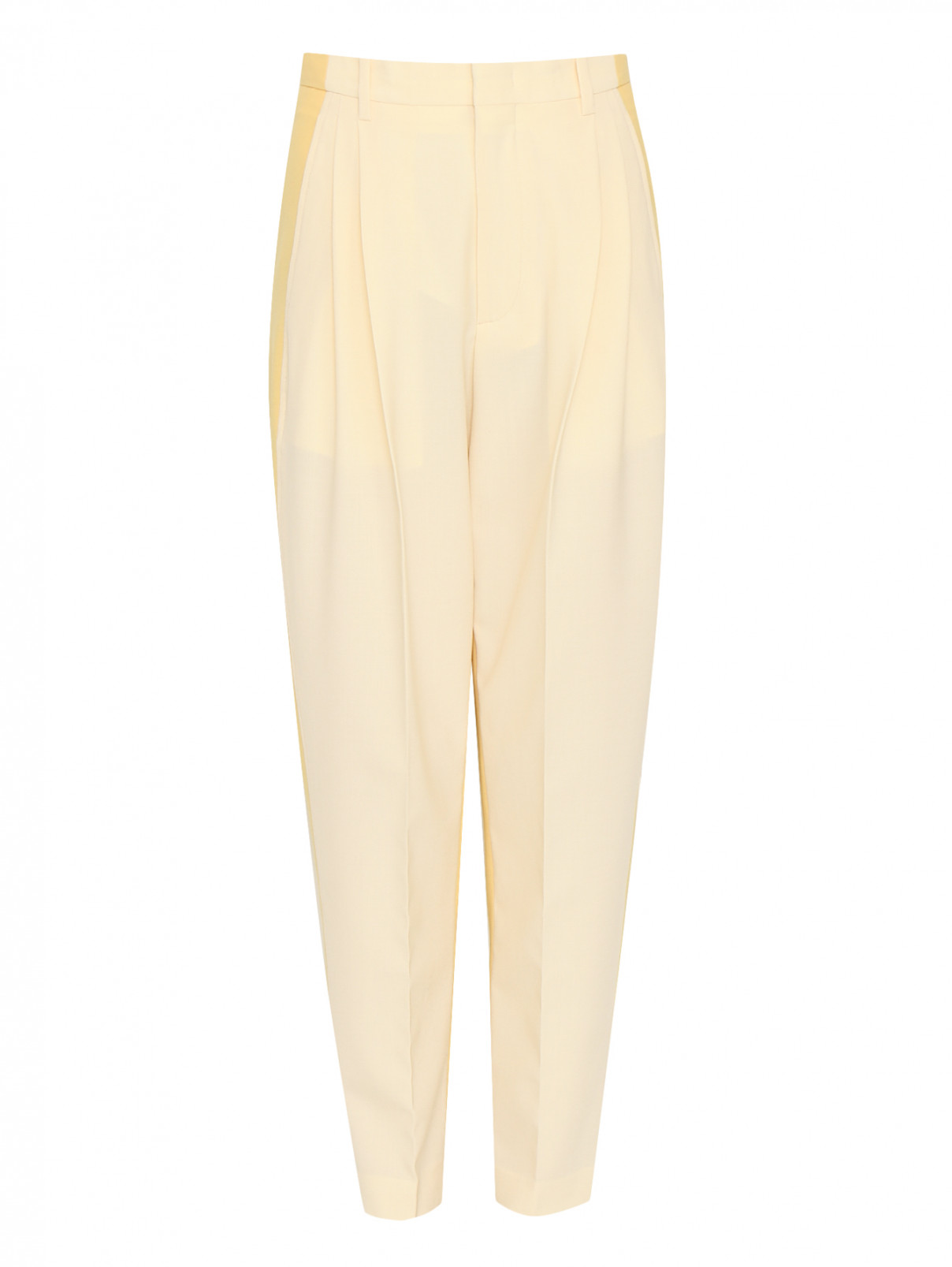 Укороченные брюки из смешанной шерсти с карманами Erika Cavallini  –  Общий вид  – Цвет:  Желтый
