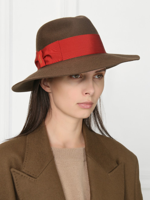 Шляпа шерстяная декорированная репсовой лентой  Borsalino - МодельОбщийВид