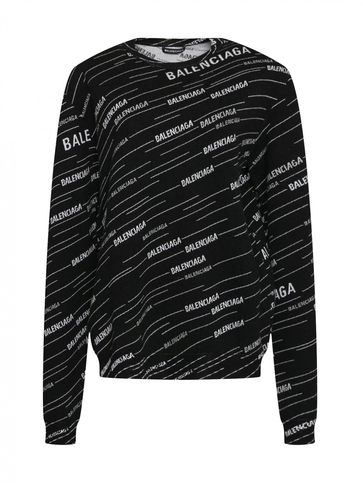 Джемпер из шерсти с принтом Balenciaga  –  Общий вид  – Цвет:  Черный