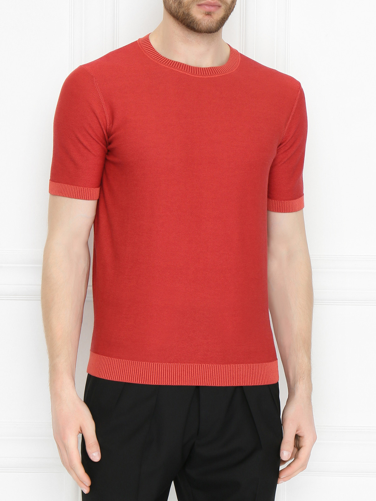 Трикотажная футболка из хлопка Kangra Cashmere  –  МодельВерхНиз  – Цвет:  Красный