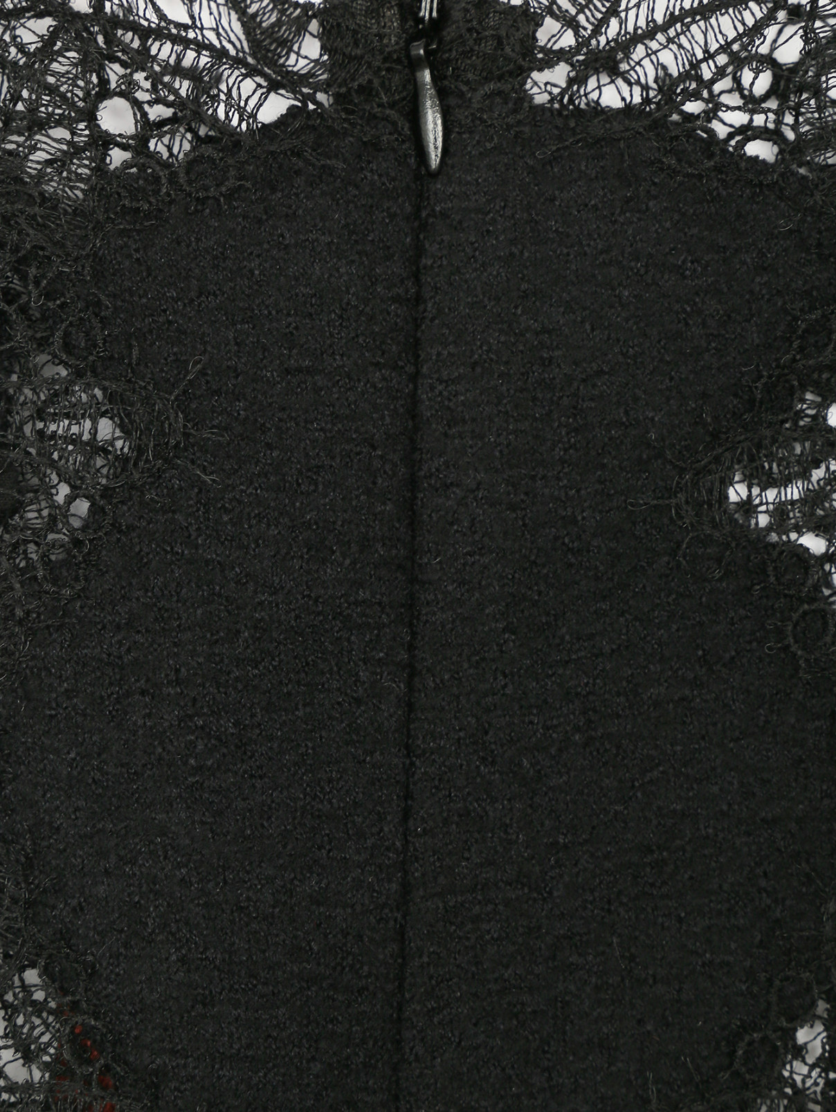 Платье из шерсти и шелка с кружевной отделкой Ermanno Scervino  –  Деталь1  – Цвет:  Черный
