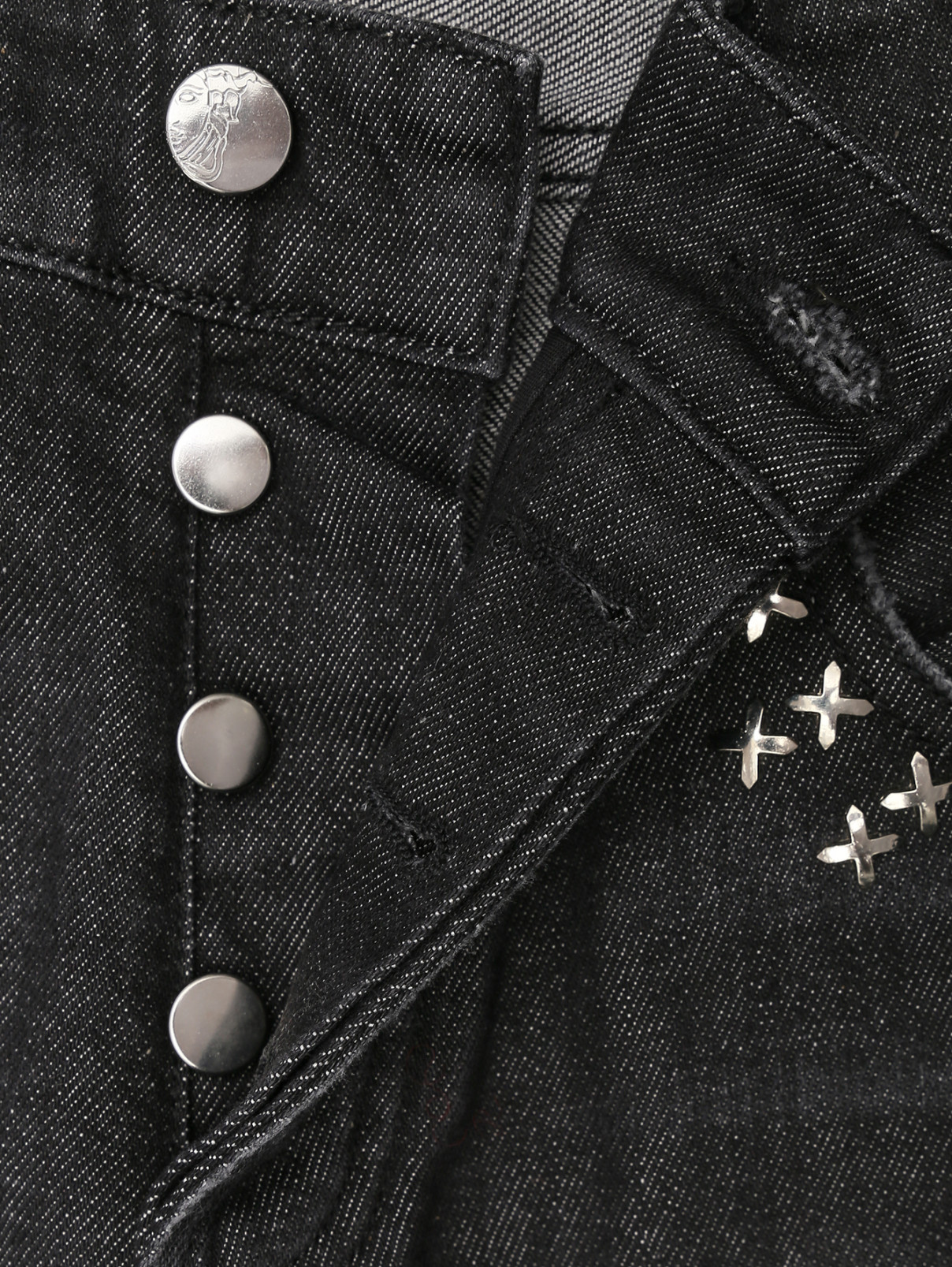 Джинсы из хлопка прямого кроя с карманами Versace Collection  –  Деталь1