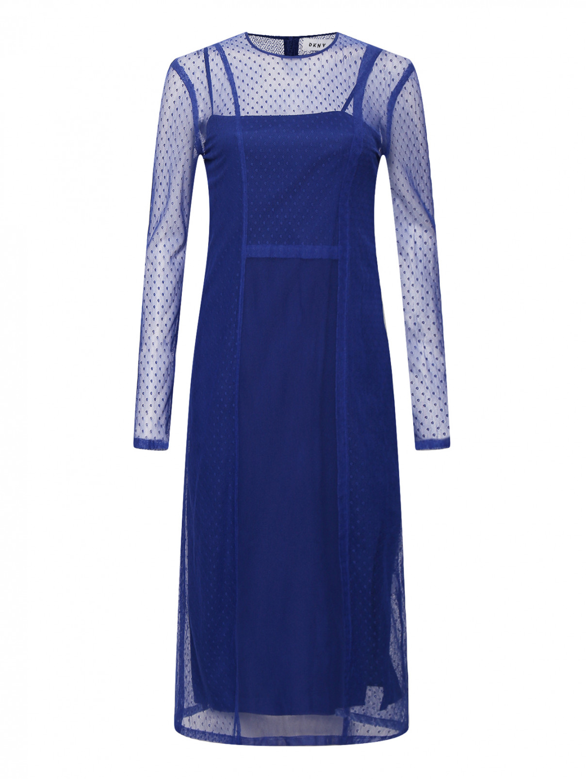 Платье-миди из хлопка DKNY  –  Общий вид  – Цвет:  Синий