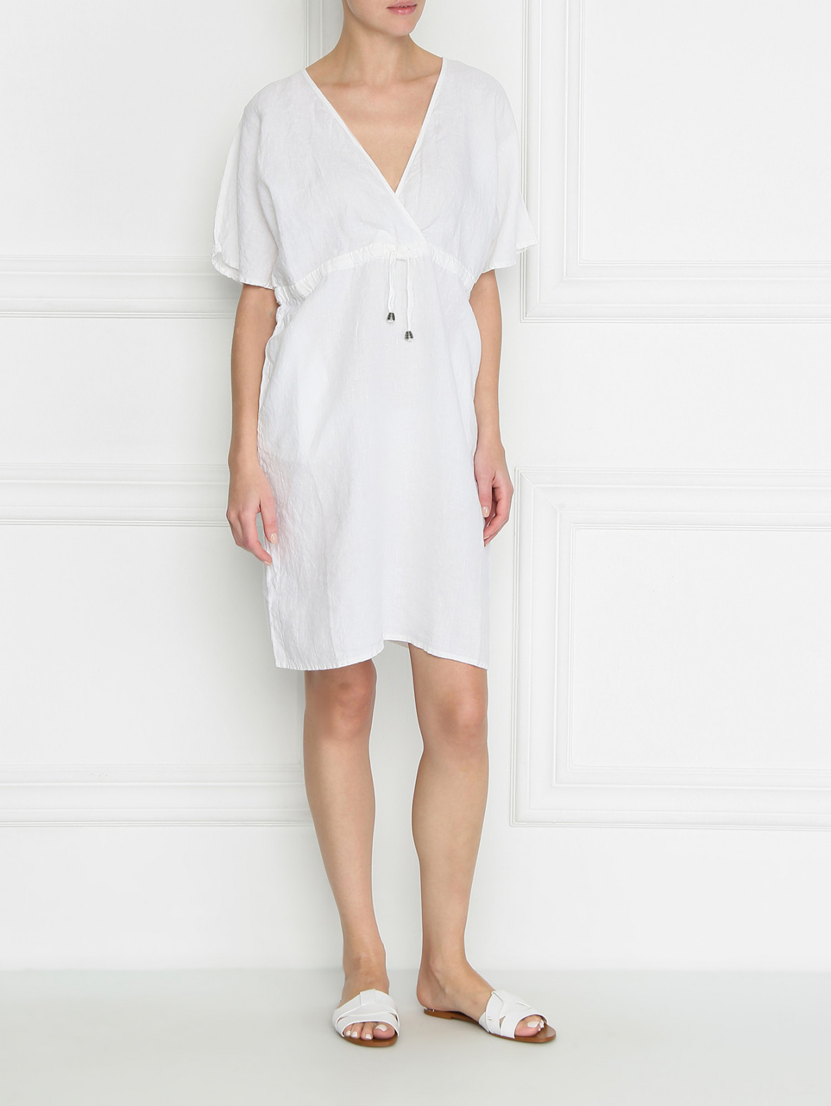 Платье из льна La fabrica del lino  –  МодельОбщийВид  – Цвет:  Белый