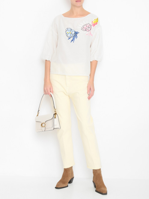 Блуза из хлопка и шелка с вышивкой Blumarine - МодельОбщийВид