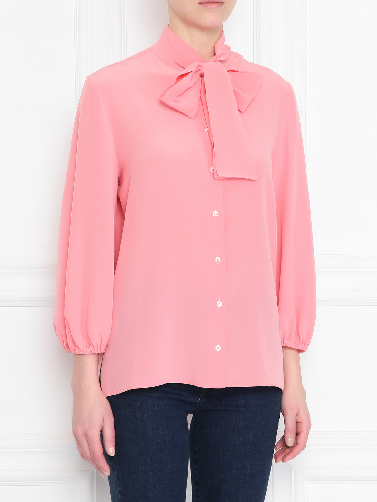Блуза из шелка однотонная Aspesi  –  МодельВерхНиз  – Цвет:  Розовый
