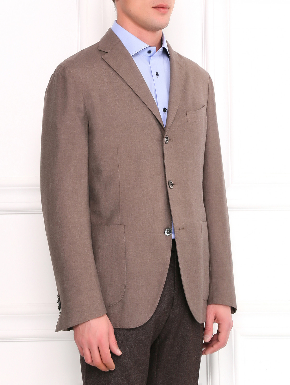Пиджак однобортный из кашемира Boglioli  –  Модель Верх-Низ  – Цвет:  Серый