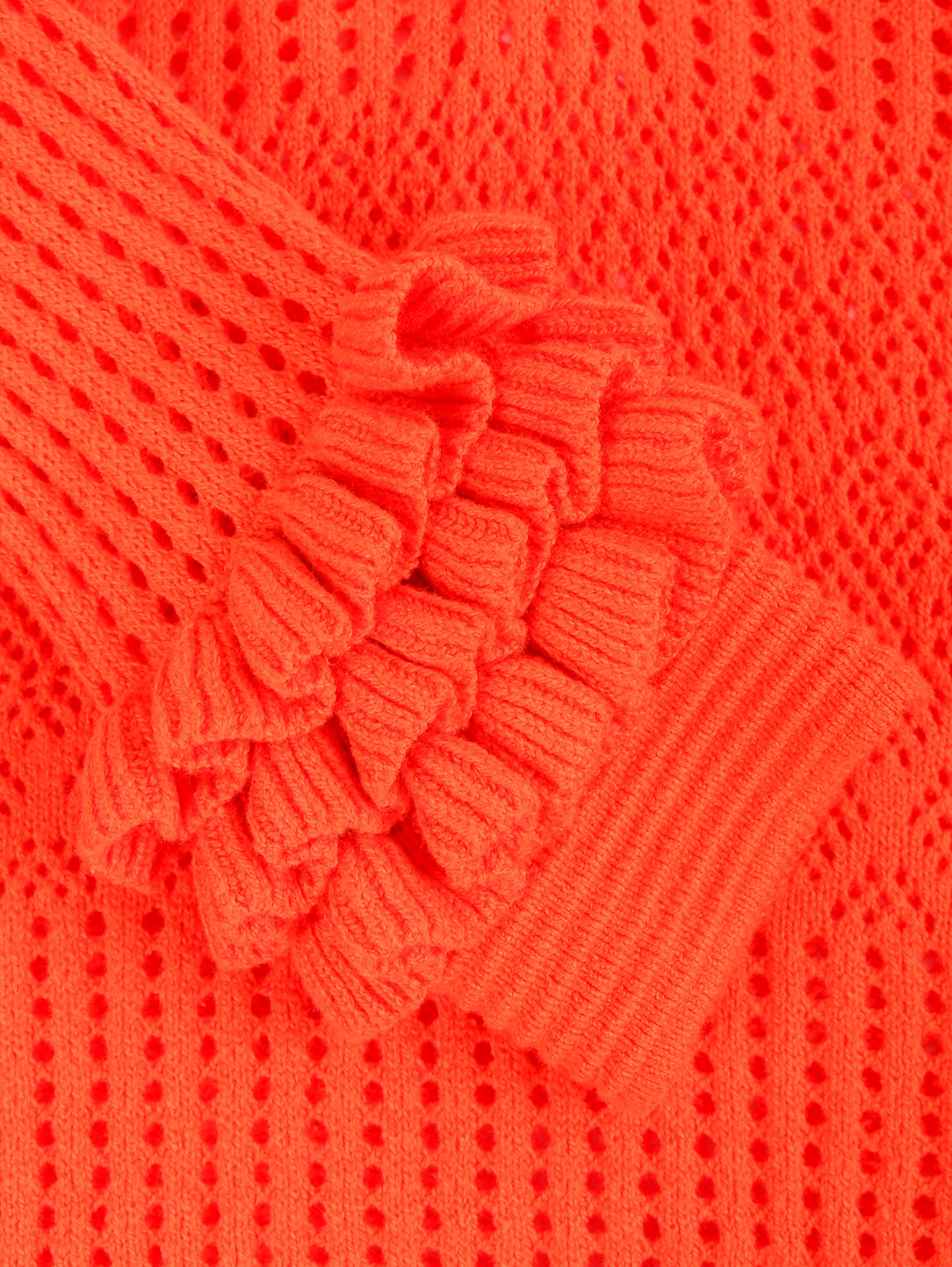 Джемпер из смешанного хлопка фактурной вязки Manoush  –  Деталь1  – Цвет:  Красный