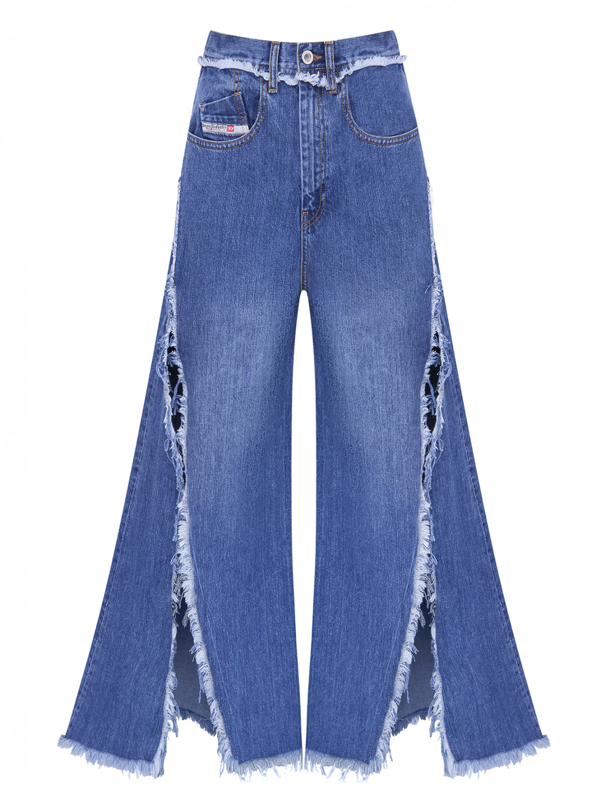 Широкие джинсы с разрезами Diesel – Общий вид – Цвет: Синий