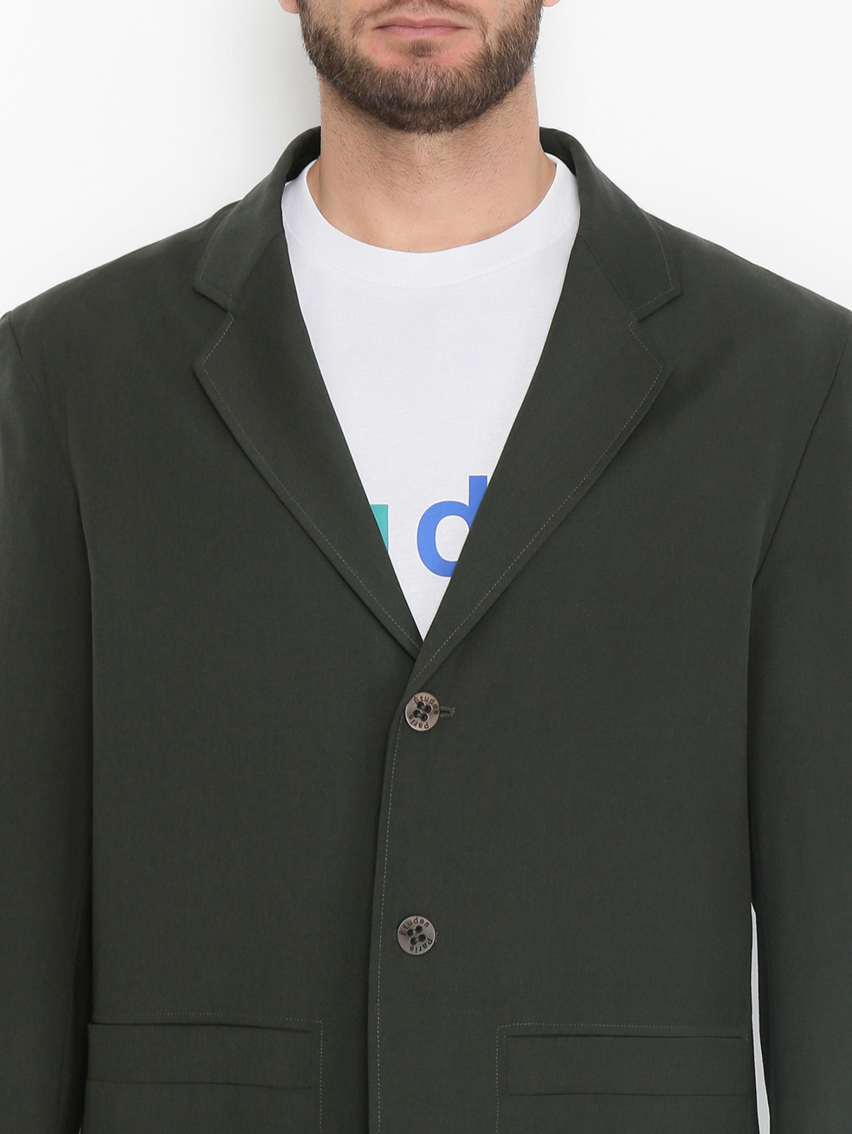 Пиджак из шерсти с накладными карманами Etudes  –  МодельОбщийВид1  – Цвет:  Зеленый