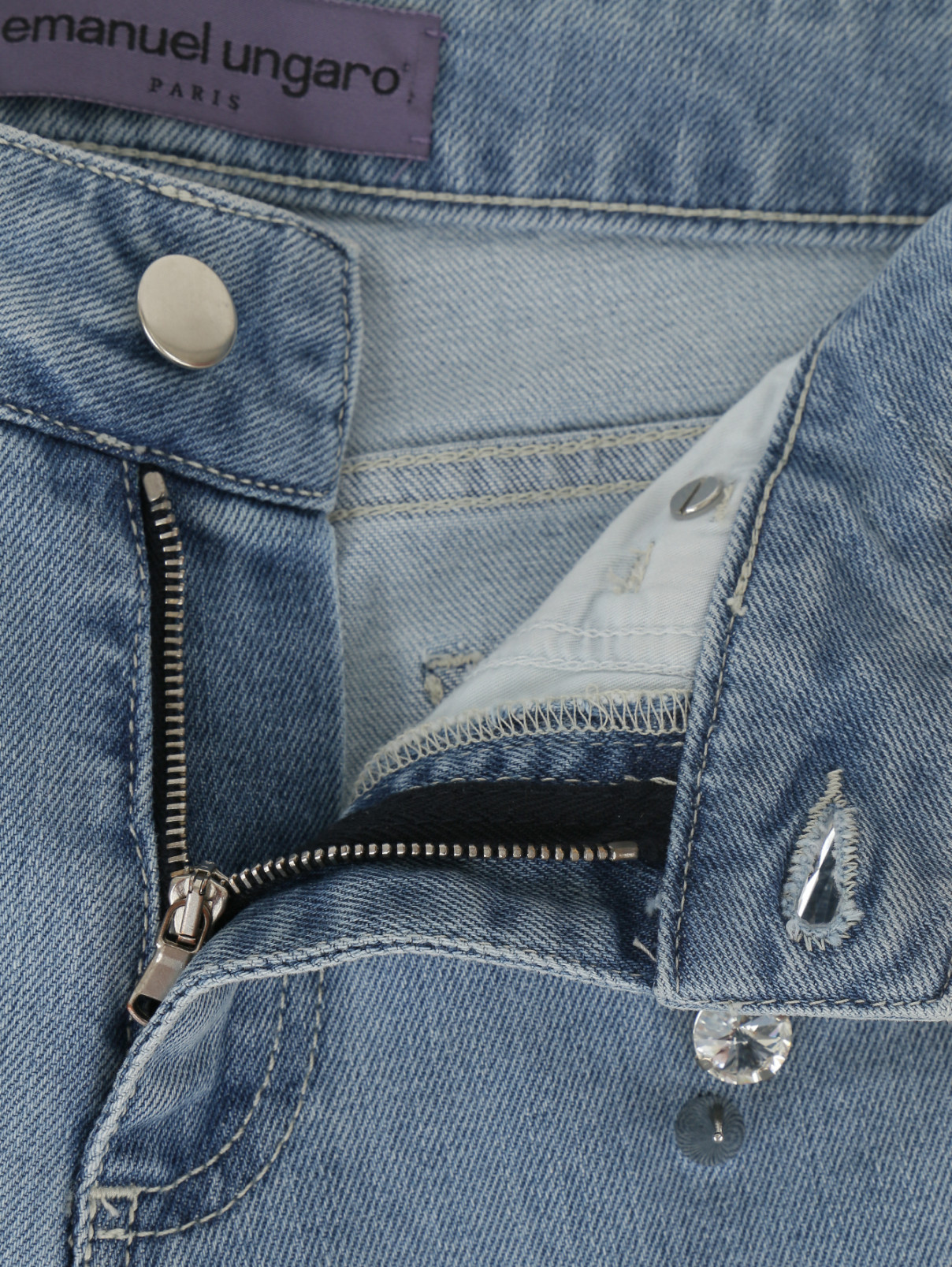 Расклешенные джинсы с декоративной отделкой из кристаллов Emanuel Ungaro  –  Деталь  – Цвет:  Синий