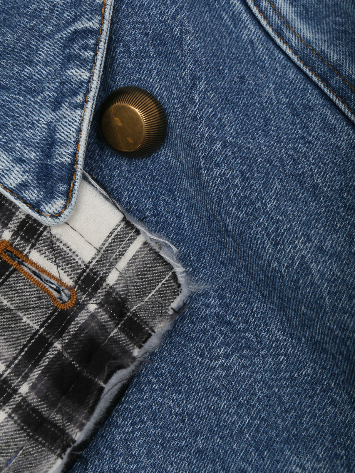 Джинсовое пальто из хлопка на контрастной подкладе Balenciaga  –  Деталь  – Цвет:  Синий