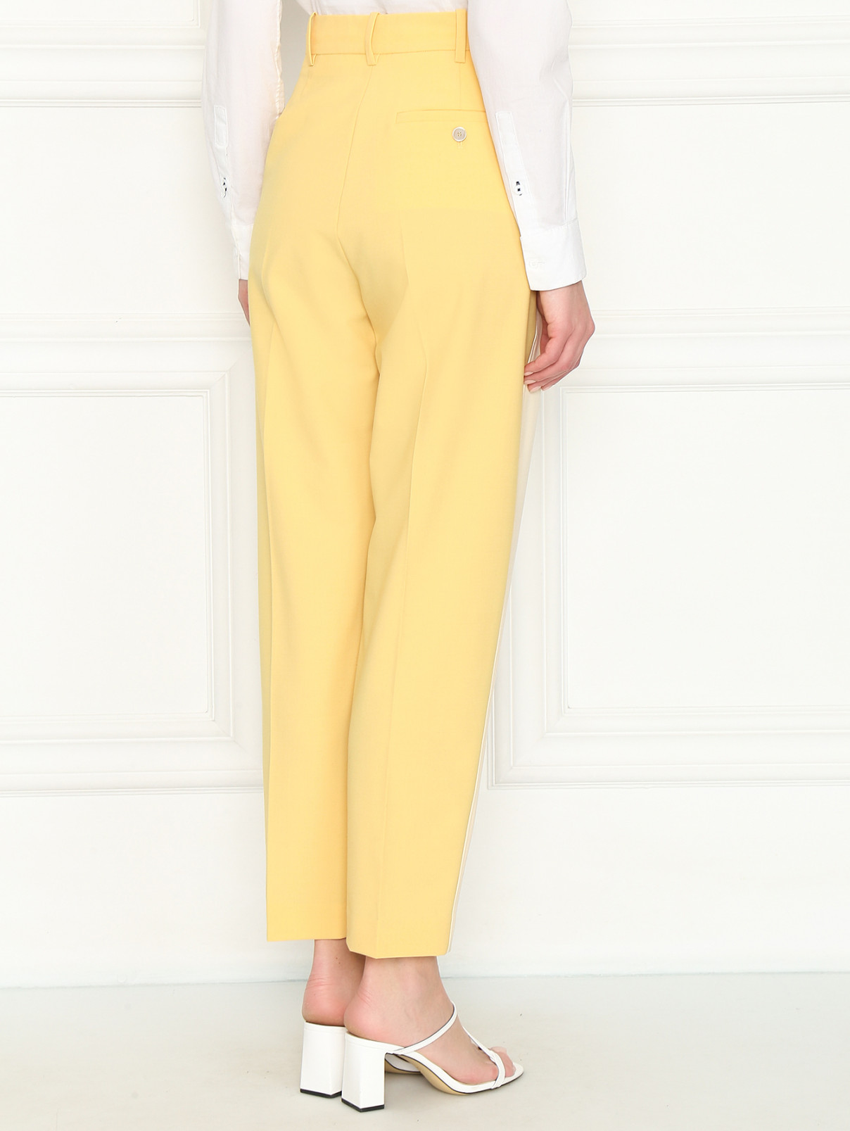 Укороченные брюки из смешанной шерсти с карманами Erika Cavallini  –  МодельВерхНиз1  – Цвет:  Желтый