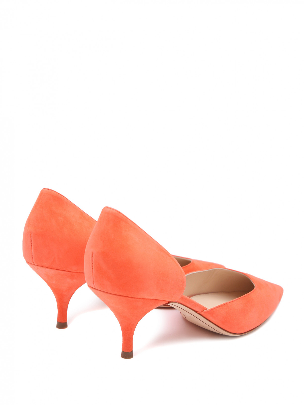 Туфли из замши на среднем каблуке Nina Ricci  –  Обтравка2  – Цвет:  Оранжевый