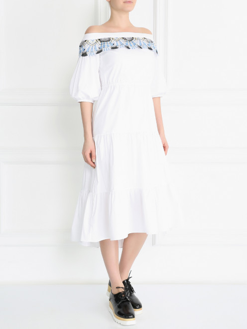 Платье-миди из хлопка с контрастной отделкой Peter Pilotto - Модель Общий вид