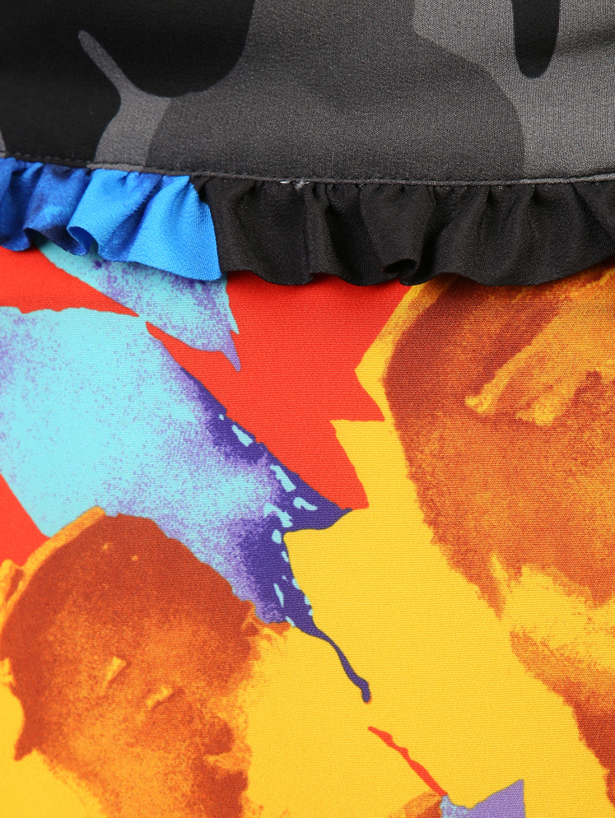 Юбка из ткани с принтом с оборками MSGM  –  Деталь1  – Цвет:  Синий